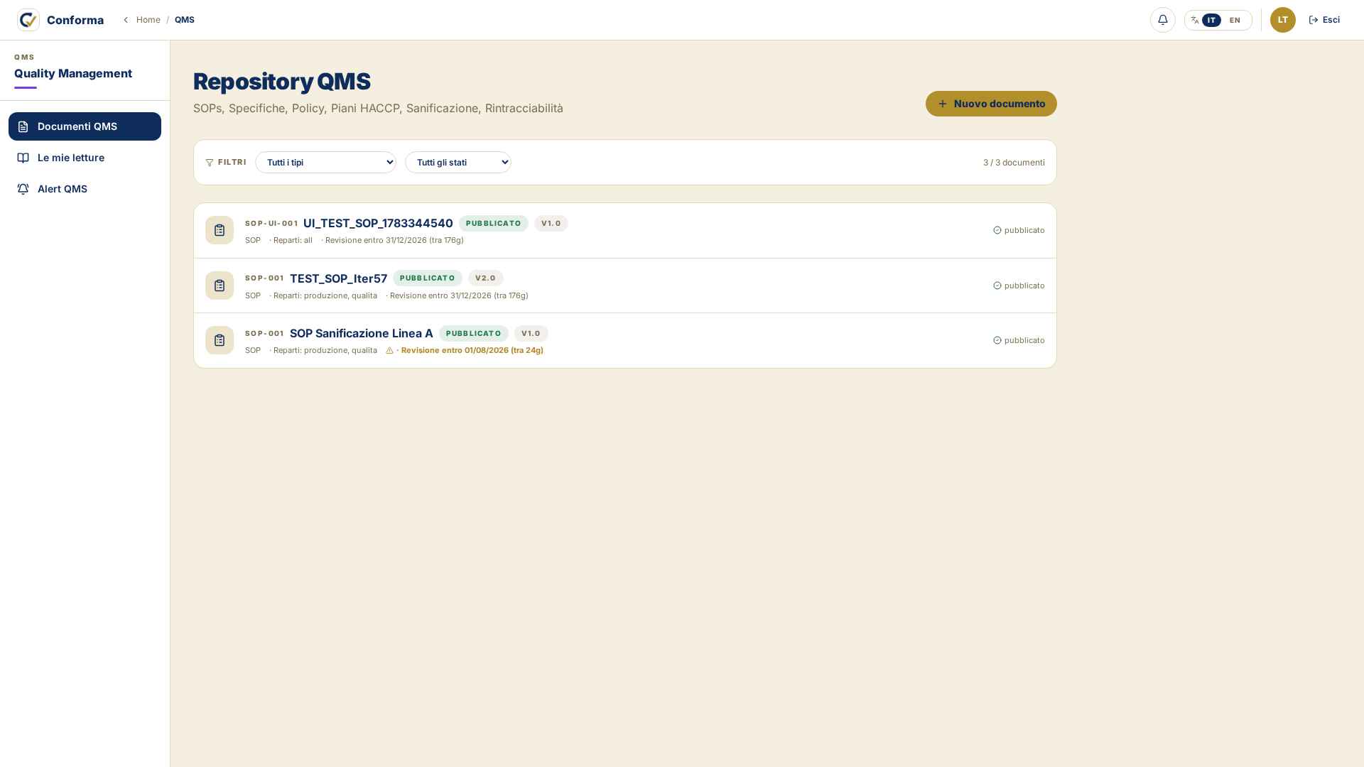 Repository QMS · gestione documenti